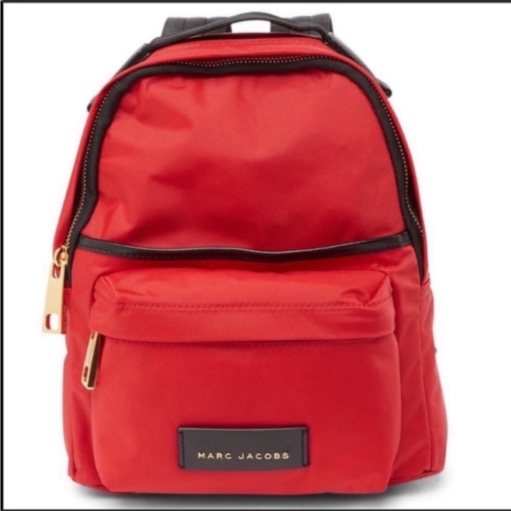 Marc Jacobs Large Red Nylon Backpack Logo School Travel Bag NWT